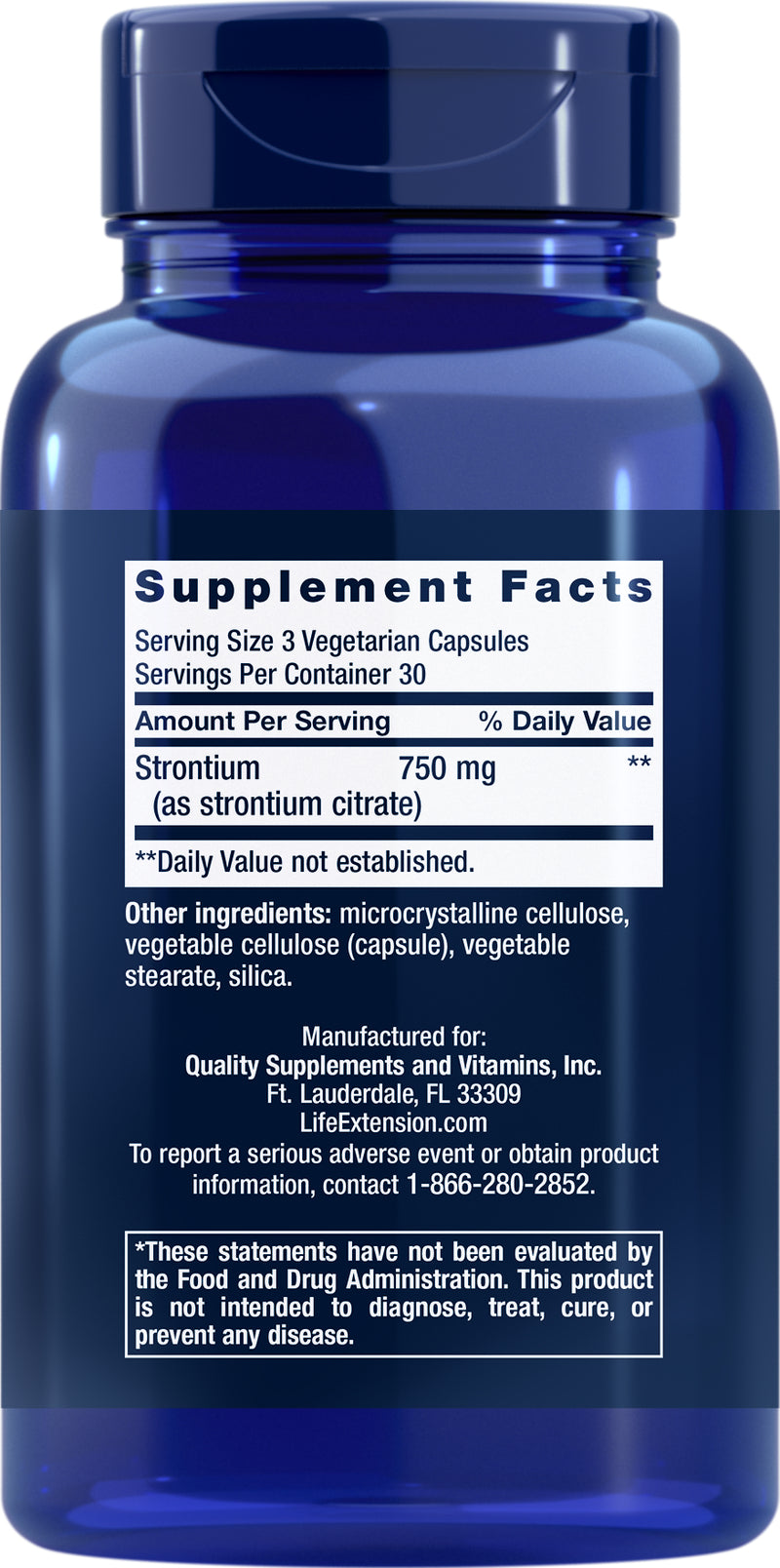 Strontium Caps 750 mg, 90 veg caps by Life Extension