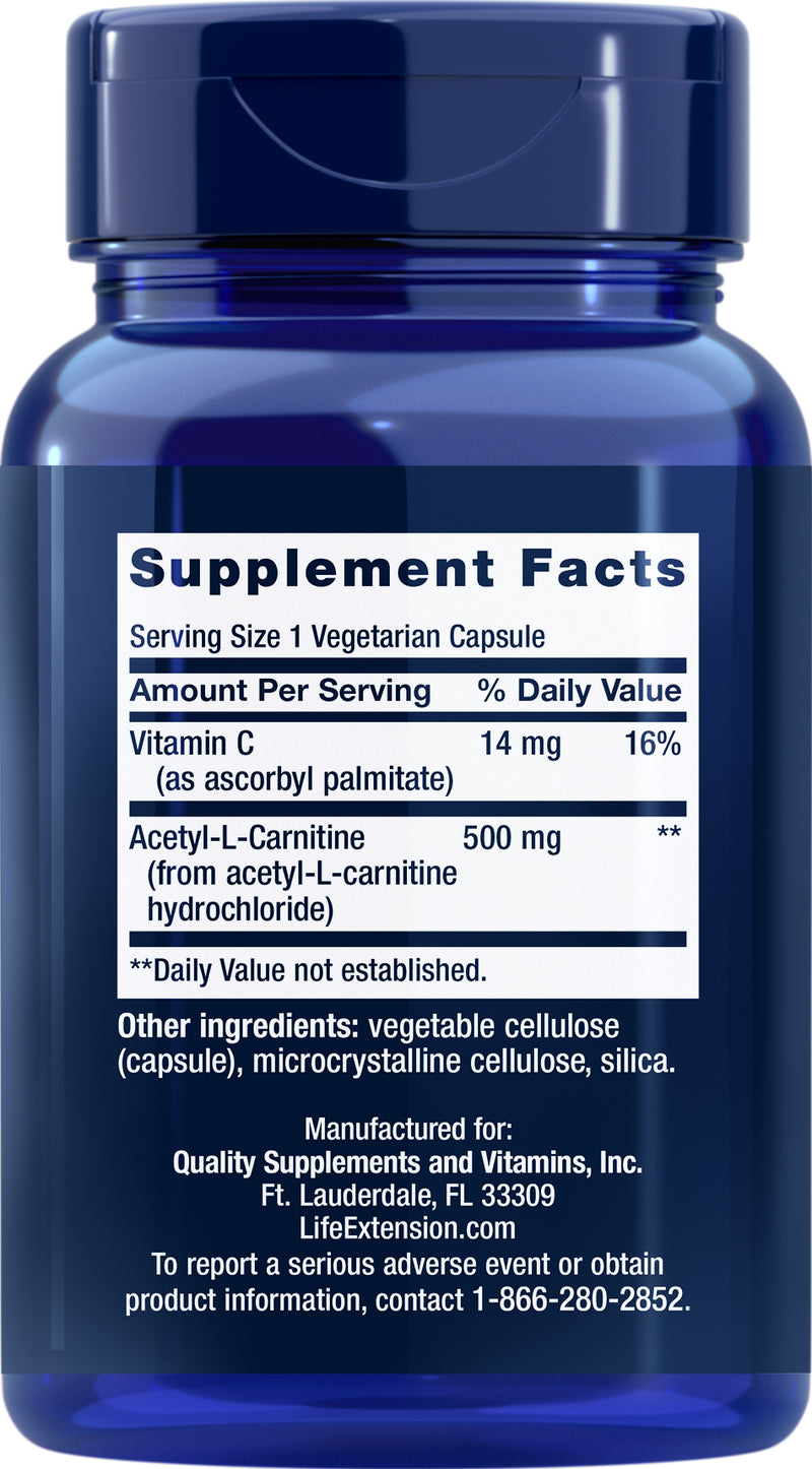Acetyl-L-Carnitine 500 mg, 100 veg caps by Life Extension