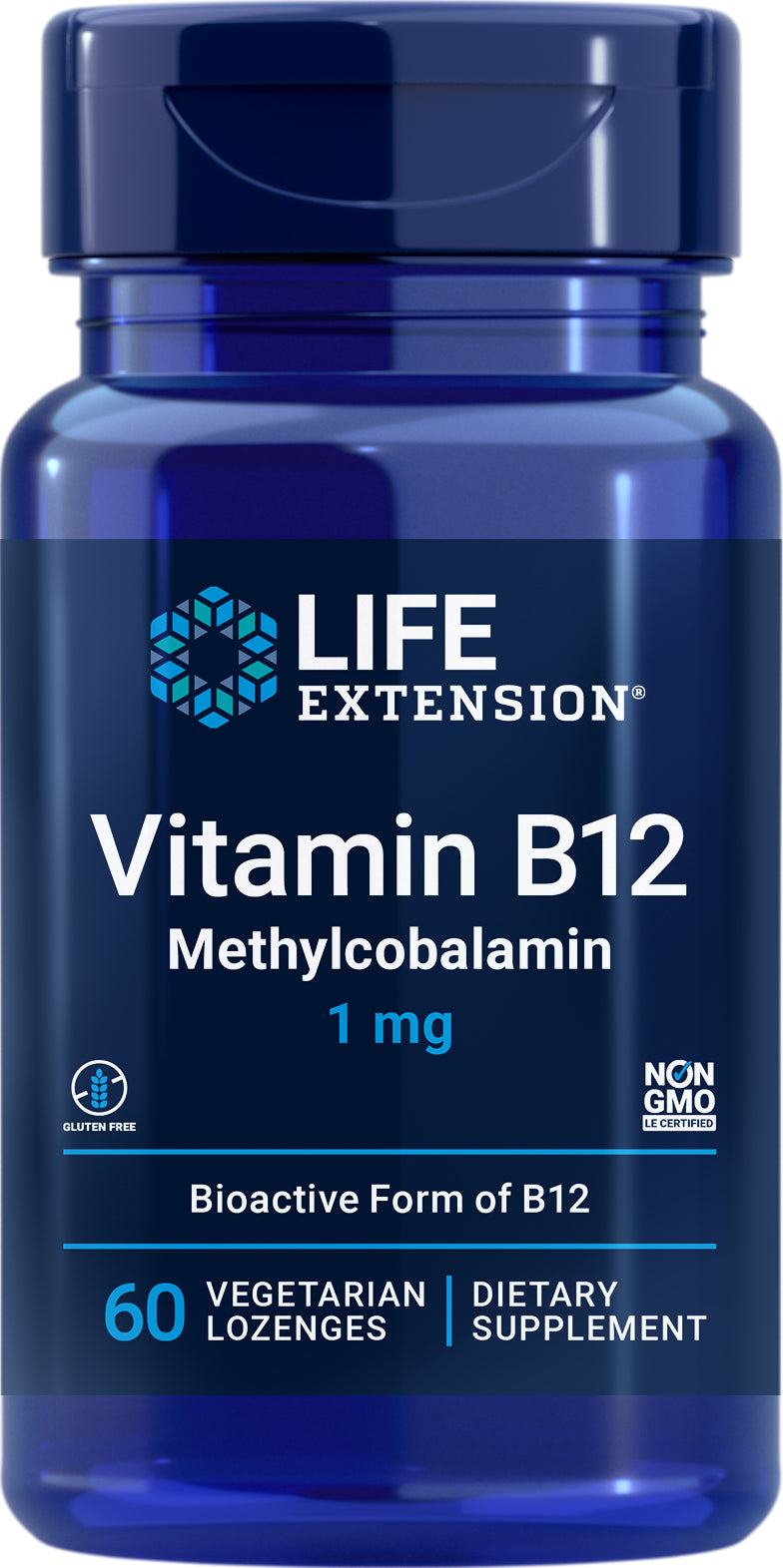 Vitamin B12 Methylcobalamin 1 mg, 60 veg lozenges by Life Extension