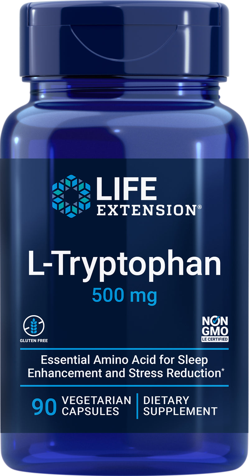 L-Tryptophan 500 mg, 90  vegetarian capsules by Life Extension