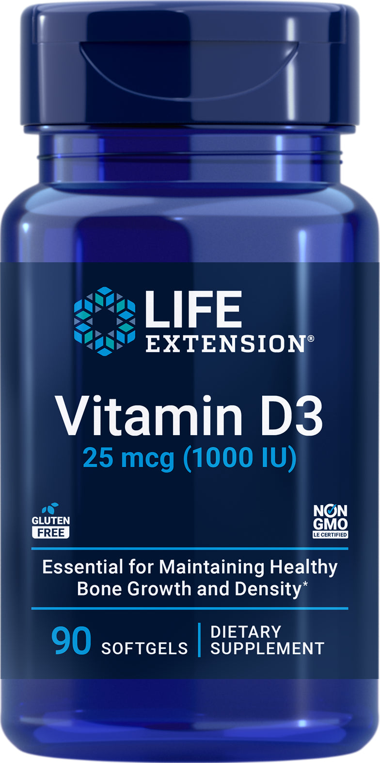 Vitamin D3 25 mcg (1000 IU), 90 softgels by Life Extension