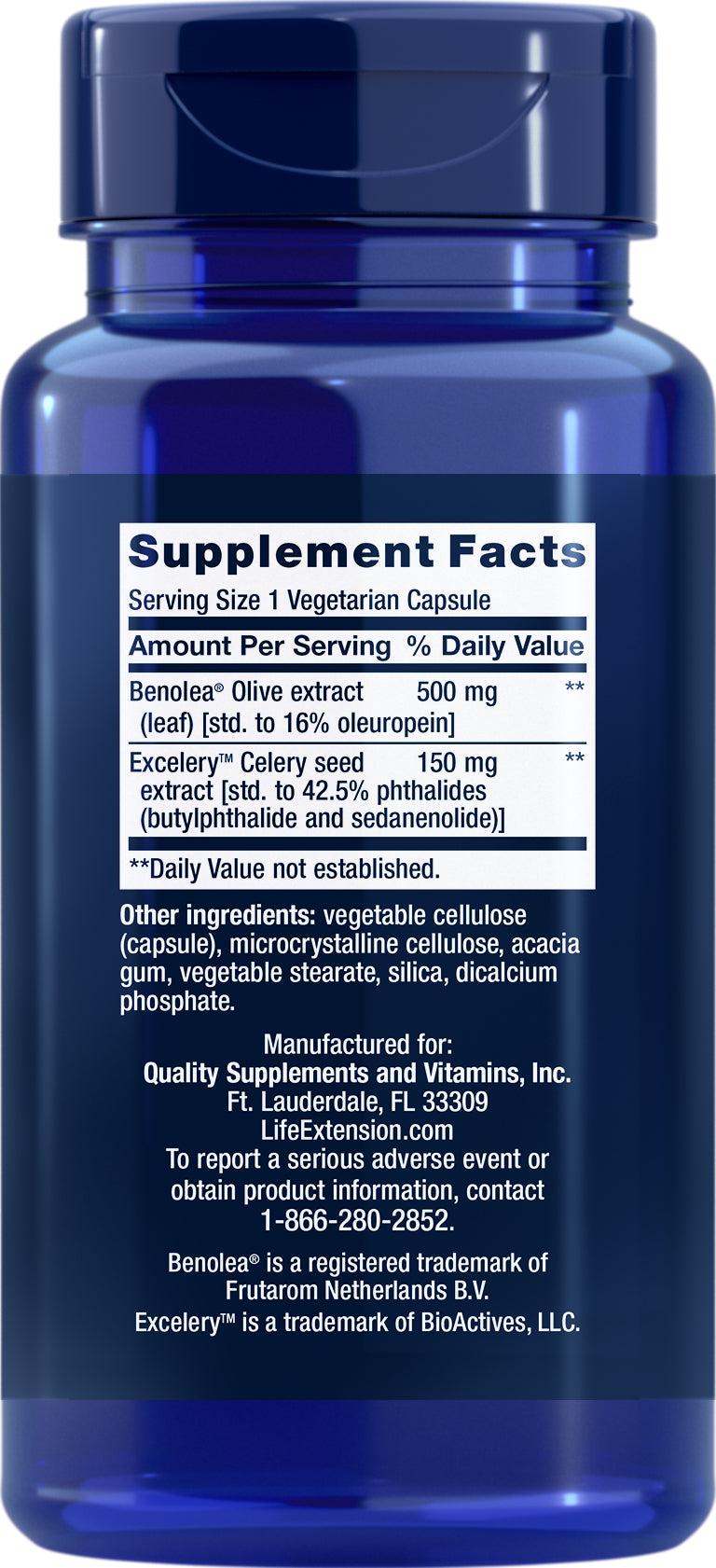 Advanced Olive Leaf Vascular Support 60 veg caps by Life Extension