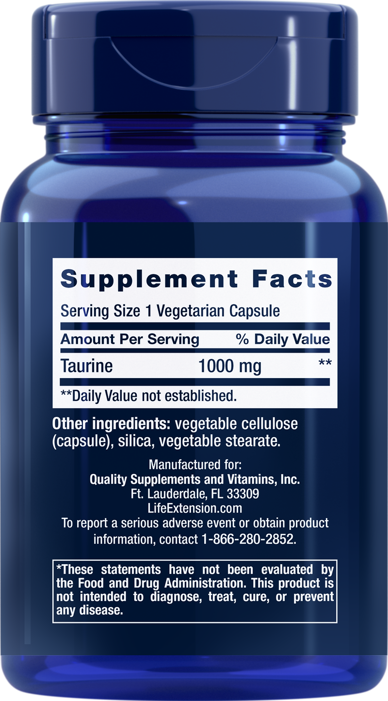 Taurine 1000mg 90 veg caps By Life Extension