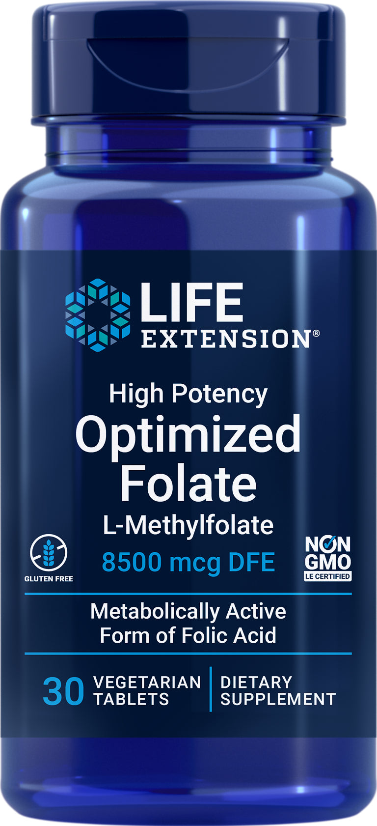 High Potency Optimized Folate 8500 mcg DFE, 30 veg tabs by Life Extension