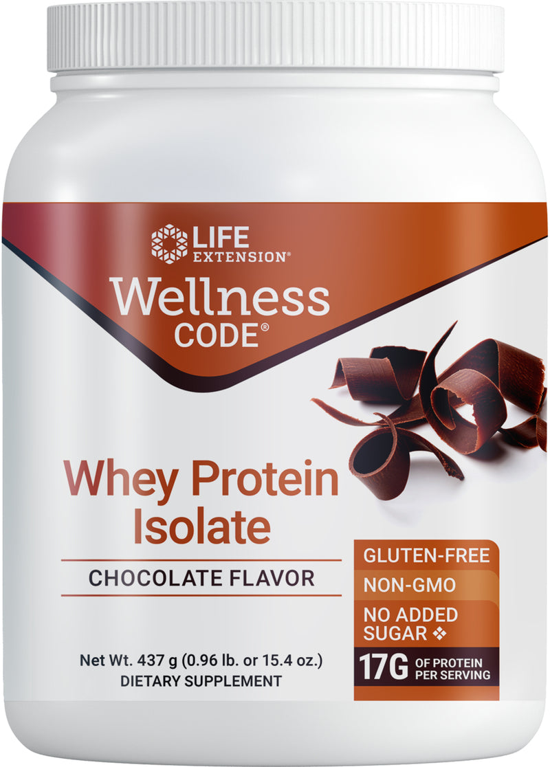 Wellness Code™ Whey Protein Isolate Chocolate 437gm/15.4oz gm By Life Extension