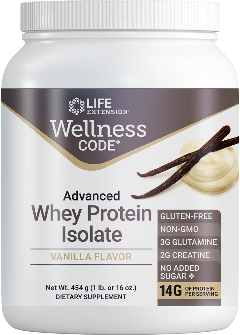 Wellness Code™ Advanced Whey Protein Isolate (Vanilla) 454g/16oz by Life Extension