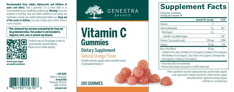 VITAMIN C GUMMIES (100 Gummies) by Genestra Brands