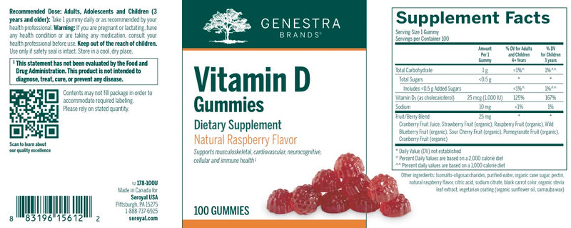 VITAMIN D GUMMIES (100 Gummies) by Genestra Brands