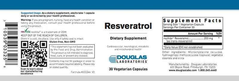Resveratrol (30 V-caps) by Douglas Laboratories