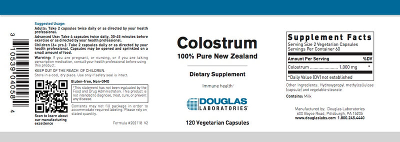 Colostrum 100% Pure New Zealand (120 V-caps) by Douglas Laboratories