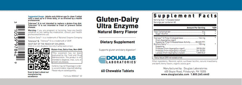 Gluten-Dairy Ultra Enzyme 60 chewable tablets by Douglas Laboratories