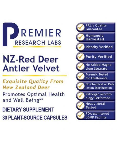 NZ-Red Velvet Deer Antler (30 Capsules) by Premier Research Labs