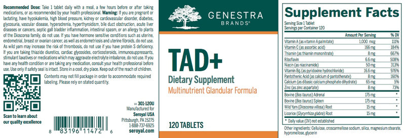 TAD+ (120) (Adrenal) (120 tabs) by Genestra Brands