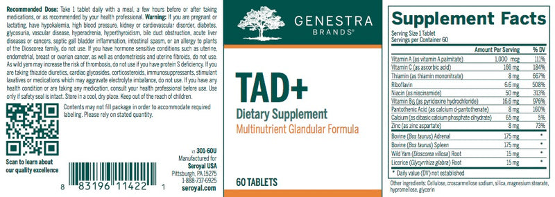 TAD+ (60) (Adrenal) (60 tabs) by Genestra Brands
