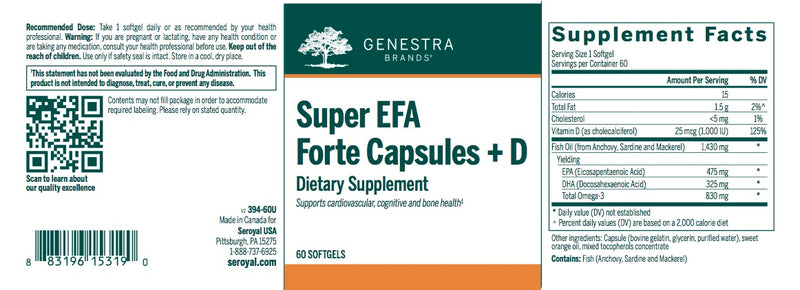 Super EFA Forte Capsules + D - (60 caps) by Genestra Brands