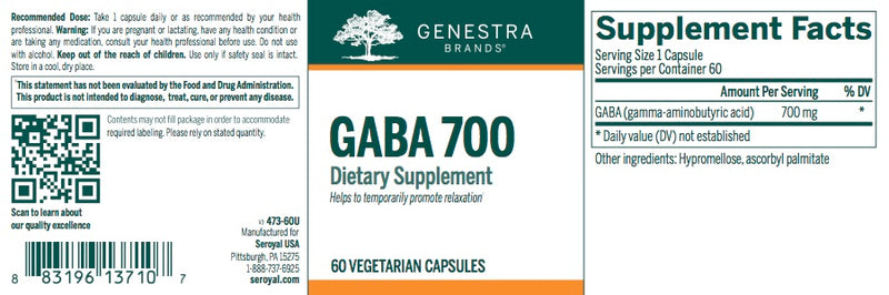 GABA 700 (60 caps) by Genestra Brands