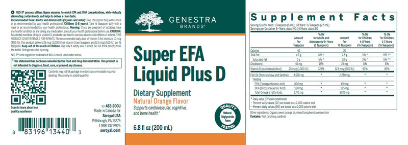 Super EFA Liquid Plus D (200 ml) by Genestra Brands