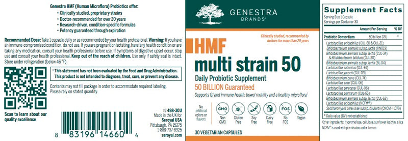 HMF Multi Strain 50 Billion (30 caps) by Genestra Brands