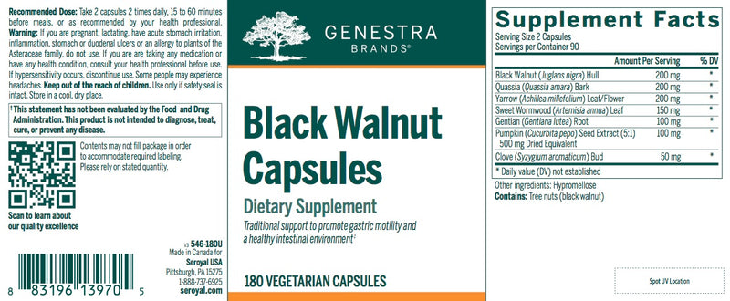 Black Walnut Capsules (180 caps) by Genestra Brands