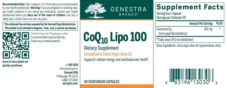 CoQ10 Lipo 100 (60 caps) by Genestra Brands