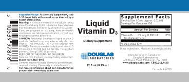Liquid Vitamin D-3 22.5ml /75 fl oz) by Douglas Laboratories