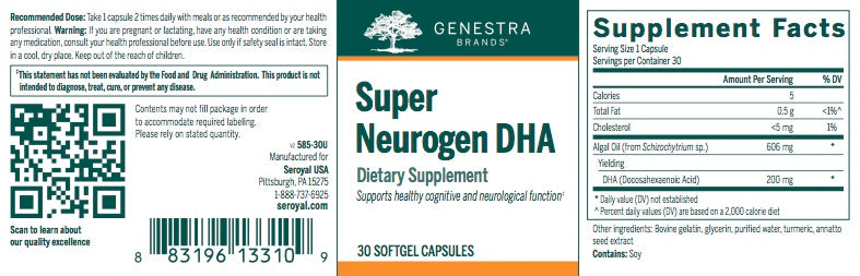 Super Neurogen DHA (30 caps) by Genestra Brands