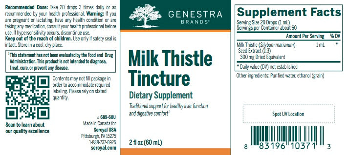 Milk Thistle Tincture (60 ml) by Genestra Brands