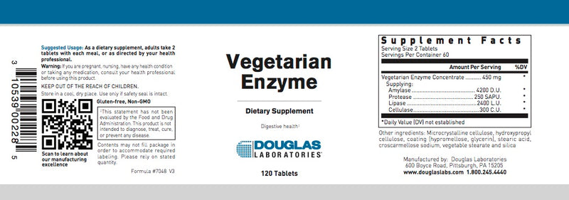 Vegetarian Enzyme (120 tabs) by Douglas Laboratories