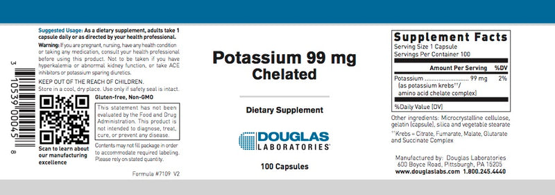 Potassium (99 mg) Chelated (100 caps) by Douglas Laboratories
