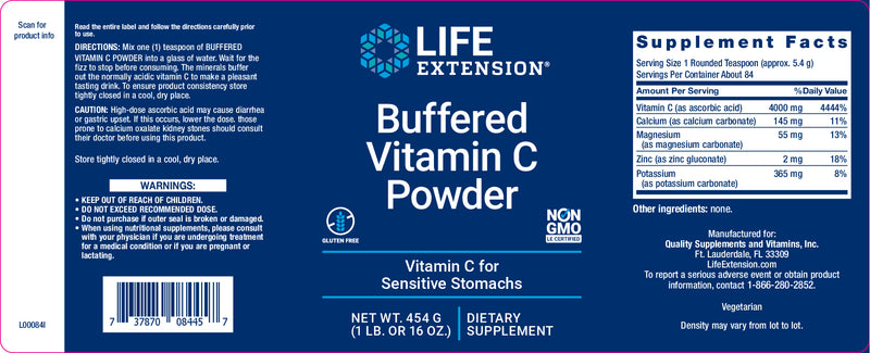 Buffered Vitamin C Powder 454g /16oz  by Life Extension