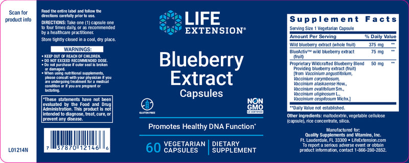 Blueberry Extract Capsules 60 veg caps by Life Extension