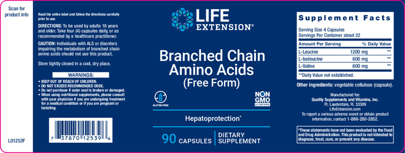 Branched Chain Amino Acids 90 Caps By Life Extension