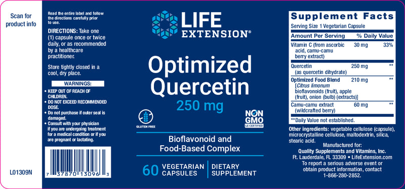 Optimized Quercetin 250 mg, 60 veg caps by Life Extension