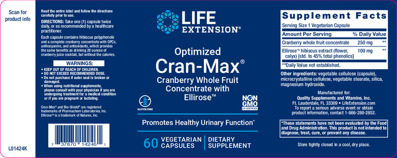 Optimized Cran-Max® 60 Veg Caps by Life Extension