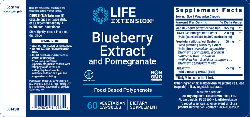Blueberry Extract and Pomegranate 60 veg caps by Life Extension