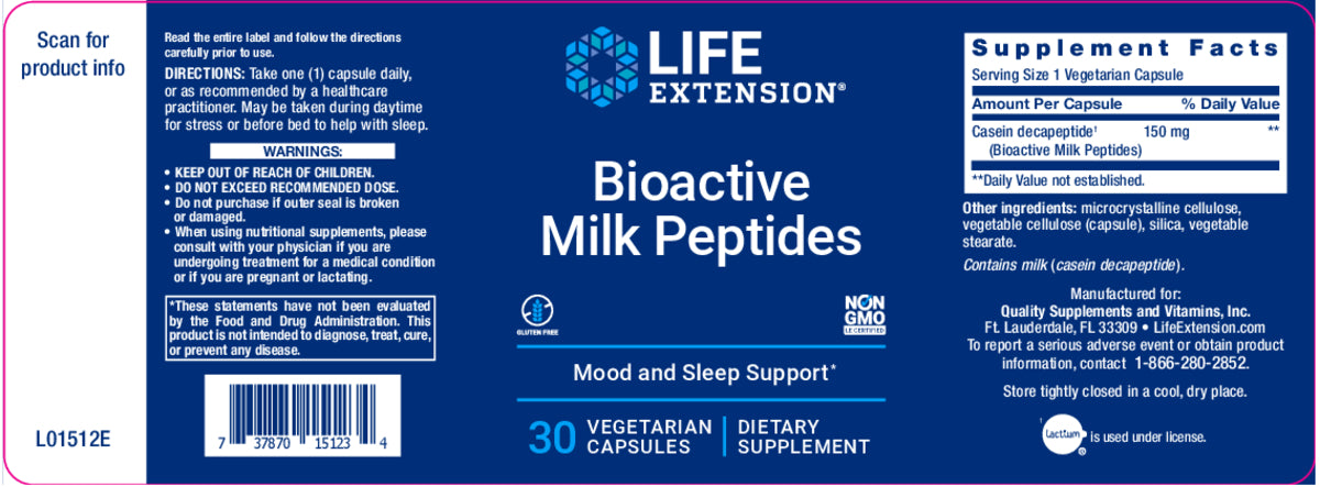 Bioactive Milk Peptides 30 veg caps by Life Extension - Natural Healing ...