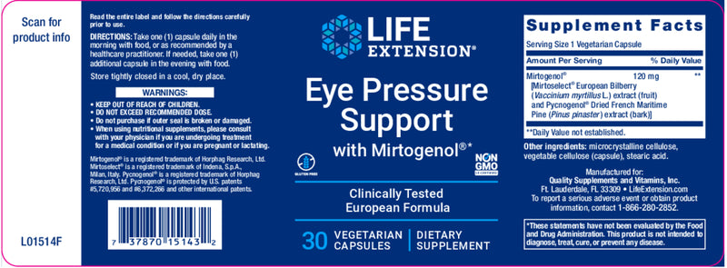 Eye Pressure Support with Mirtogenol®30 Veg Caps by Life Extension