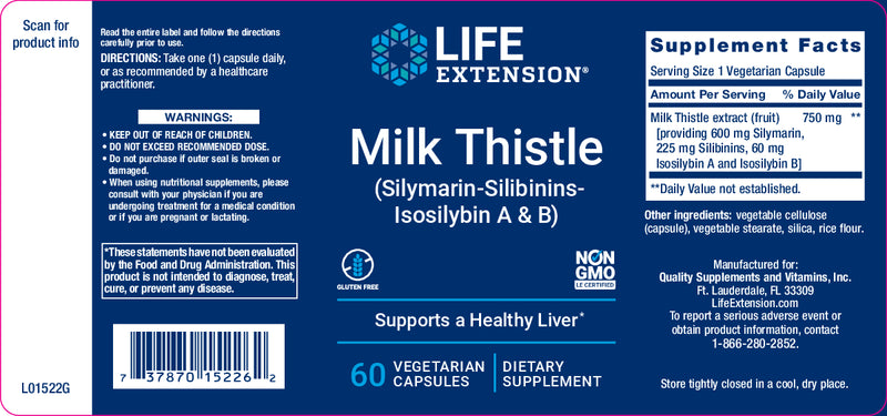 Milk Thistle  60 veg caps  by Life Extension