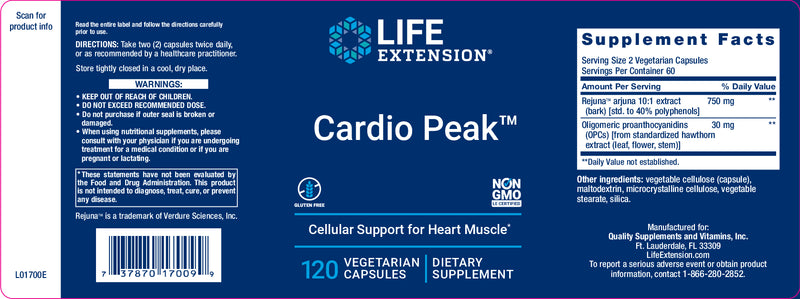 Cardio Peak™ 120 vegetarian capsules by Life Extension