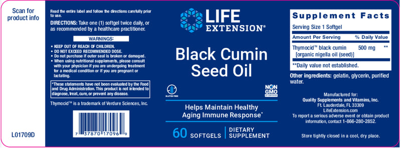 Black Cumin Seed Oil 60 softgels by Life Extension