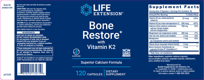 Bone Restore with Vitamin K2 120 Caps by Life Extension