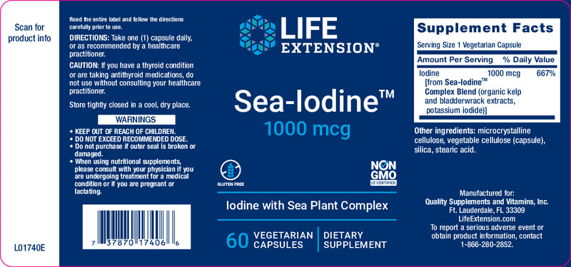 Sea-Iodine™ 1000 mcg, 60  vegetarian capsules by Life Extension