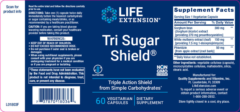 Tri Sugar Shield®60 vegetarian capsules by Life Extension