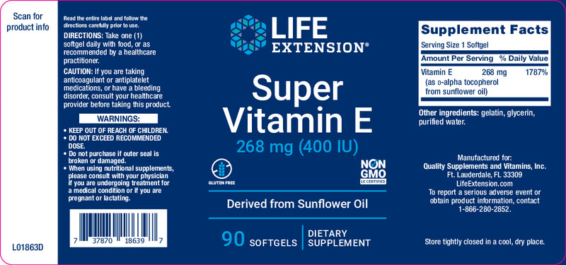 Super Vitamin E 268 mg (400 IU), 90 softgels