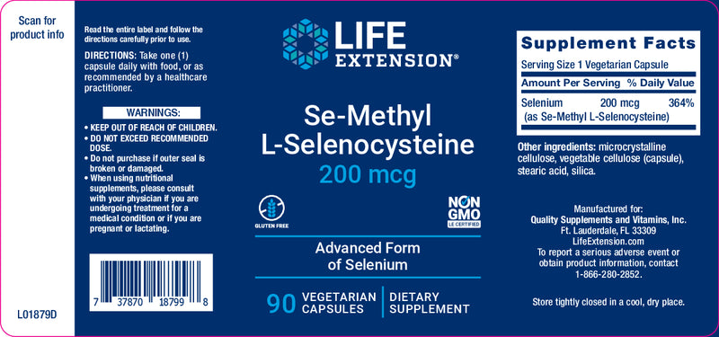 Se-Methyl L-Selenocysteine 200 mcg, 90 veg caps by Life Extension
