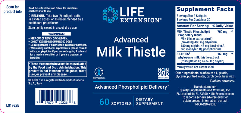 Milk Thistle  60 soft gels  by Life Extension