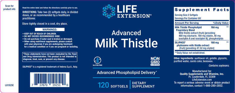 Milk Thistle  120  soft gels  by Life Extension