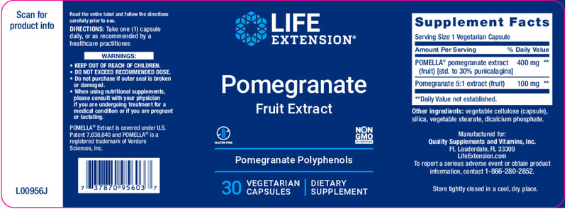 Pomegranate Fruit Extract 30 veg caps by Life Extension