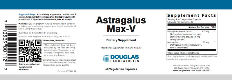 Astragalus Max-V (60 V-caps) by Douglas Laboratories