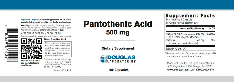 Pantothenic Acid (100 caps) by Douglas Laboratories